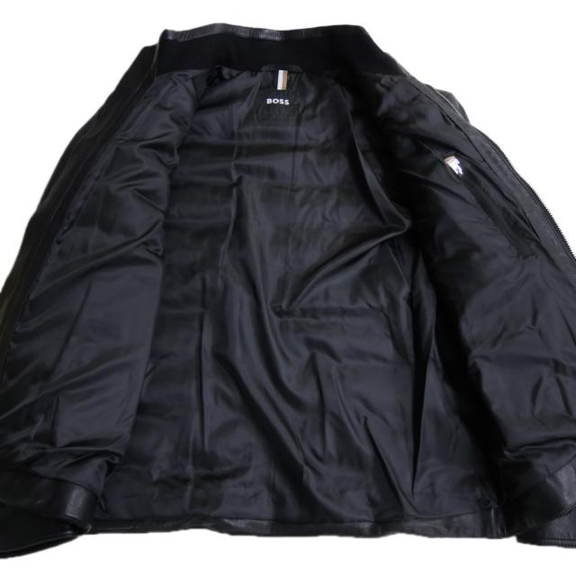 【セール 50％OFF！】HUGO BOSS ヒューゴボス メンズ中綿レザーブルゾン 50518724 10261940 / C-Mersino ブラックの通販は