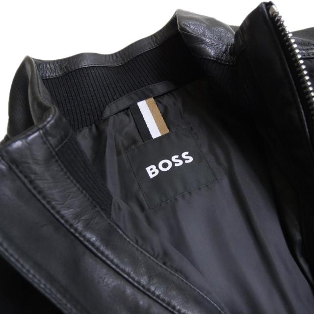 【セール 50％OFF！】HUGO BOSS ヒューゴボス メンズ中綿レザーブルゾン 50518724 10261940 / C-Mersino ブラックの通販は