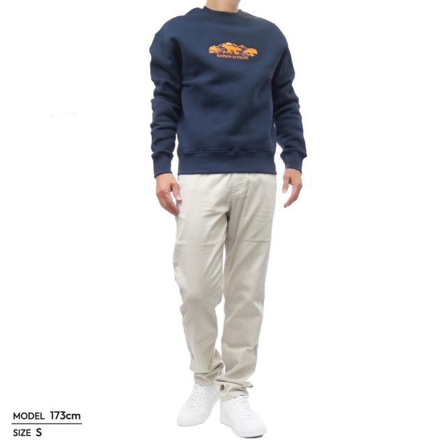 旧モデルセール！ MAISON KITSUNE メゾンキツネ トレーナー メンズ コットン 綿100％ 裏起毛 MM00308KM0307 /OUTDOOR PROFILE FOX COMFORT SWEATSHIRT ネイビー_1