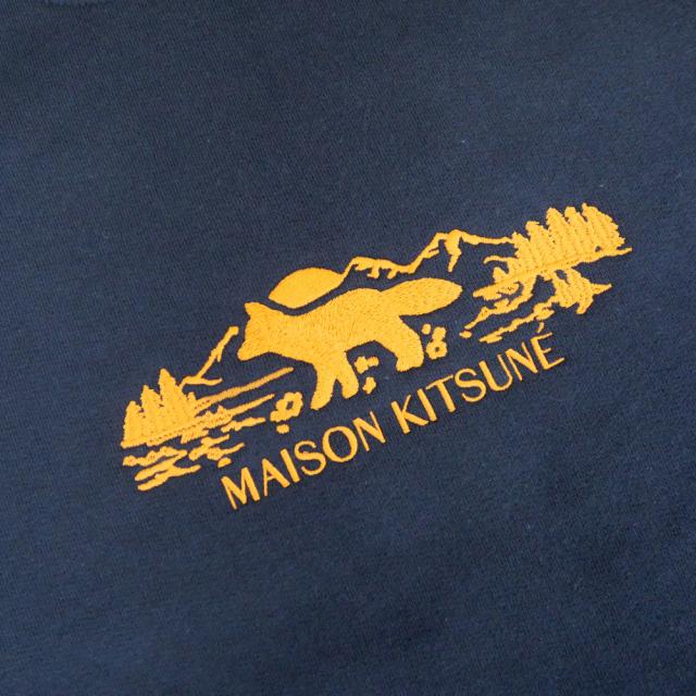 旧モデルセール！ MAISON KITSUNE メゾンキツネ トレーナー メンズ コットン 綿100％ 裏起毛 MM00308KM0307 /OUTDOOR PROFILE FOX COMFORT SWEATSHIRT ネイビー_6