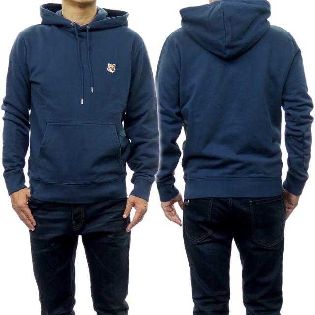 旧作お買い得セール！ MAISON KITSUNE メゾンキツネ パーカー メンズ プルオーバー コットン 綿100％ LM00702 KM0001 / FOX HEAD PATCH REGULAR HOODIE ネイビー