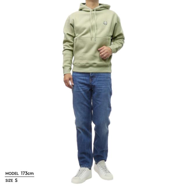 旧モデルセール！ MAISON KITSUNE メゾンキツネ パーカー メンズ 裏起毛プルオーバー コットン 綿100％ MM00713KM0307 / BOLD FOX HEAD PATCH COMFORT HOODIE アッシュグリーン_1