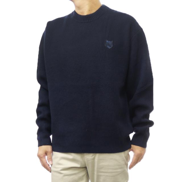 旧作お買い得セール！ MAISON KITSUNE メゾンキツネ セーター メンズ クルーネック ニット NM00507KT1036 / BOLD FOX HEAD PATCH COMFORT RIBBED JUMPER ネイビー