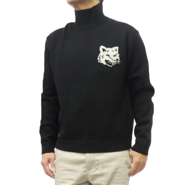 【セール 45％OFF！】MAISON KITSUNE メゾンキツネ メンズハイネックセーター ニット NM00807KM0329 / FOX HEAD INTARSIA COMFORT HIGH NECK JUMPER ブラックの通販は