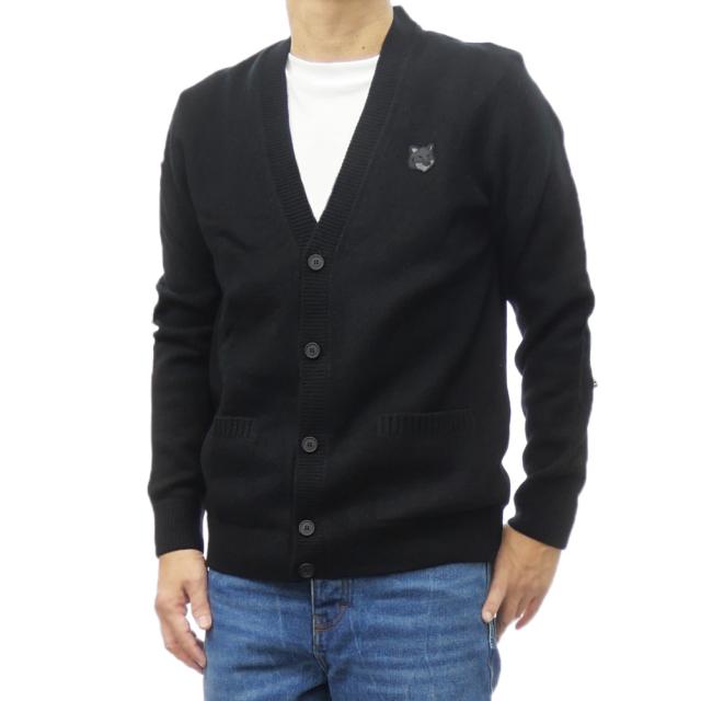 旧作処分セール！ MAISON KITSUNE メゾンキツネ カーディガン メンズ ニットカーディガン NM00506KT1006 / BOLD FOX HEAD PATCH REGULAR CARDIGAN IN LAMBSWOOL ブラック 敬老の日 プレゼント ギフト