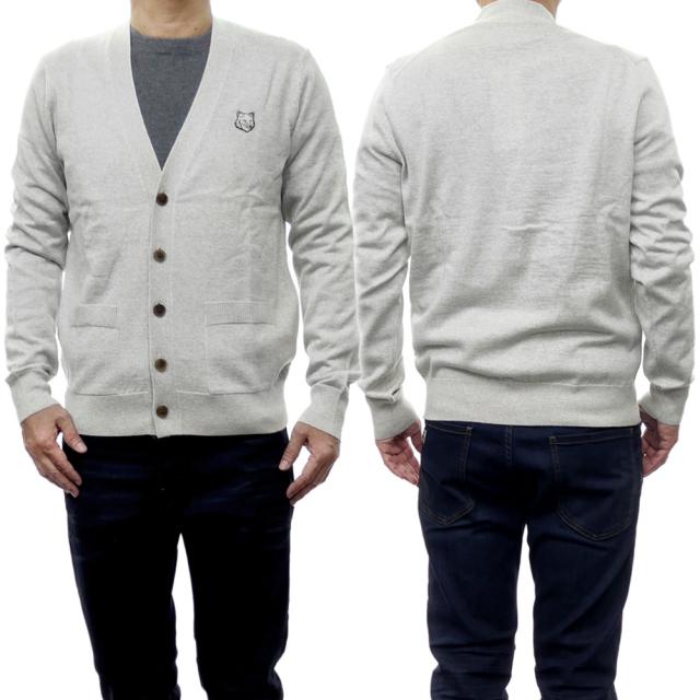 【セール 40％OFF！】MAISON KITSUNE メゾンキツネ メンズニットカーディガン MM0050KT1036 / TONAL FOX HEAD PATCH CARDIGAN グレーの通販は 21,681円