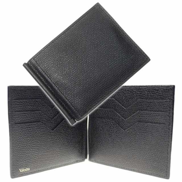 【セール 35％OFF！】VALEXTRA ヴァレクストラ マネークリップ付き二つ折り財布 V0L80 028 ブラック /定番人気商品