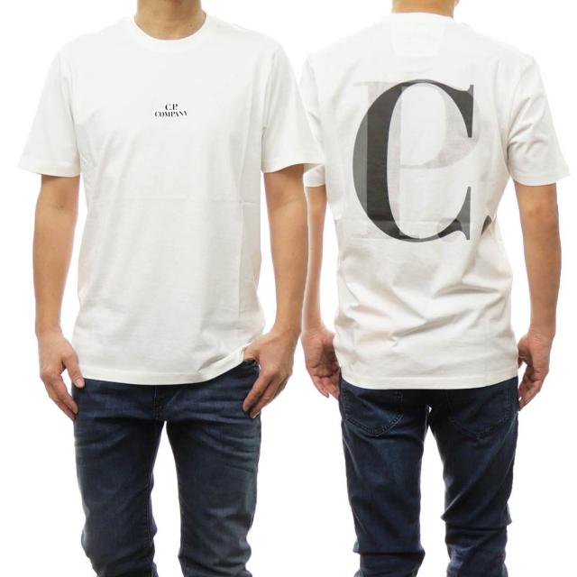 旧作お買い得セール！ C.P. COMPANY シーピーカンパニー Tシャツ メンズ 半袖 クルーネック コットン 綿100％/16CMTS141A 006586W ホワイト