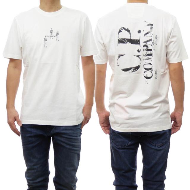 旧作お買い得セール！ C.P. COMPANY シーピーカンパニー Tシャツ メンズ 半袖 クルーネック コットン 綿100％/16CMTS143A 006586W ホワイト
