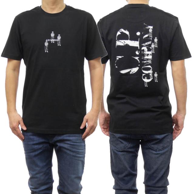 旧作お買い得セール！ C.P. COMPANY シーピーカンパニー Tシャツ メンズ 半袖 クルーネック コットン 綿100％/16CMTS143A 006586W ブラック