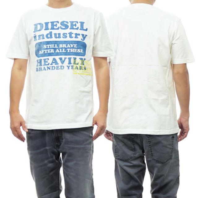 旧作お買い得セール！ DIESEL ディーゼル Tシャツ メンズ 半袖 クルーネック コットン 綿100％ A12355 0KKAK / T-JUST-N9 ホワイト