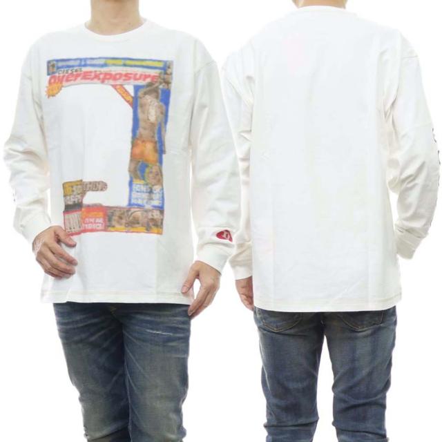 【セール 45％OFF！】DIESEL ディーゼル メンズクルーネックロングTシャツ A12913 0AKAK / T-BOXT-LS-N4 ホワイトの通販は 11,491円