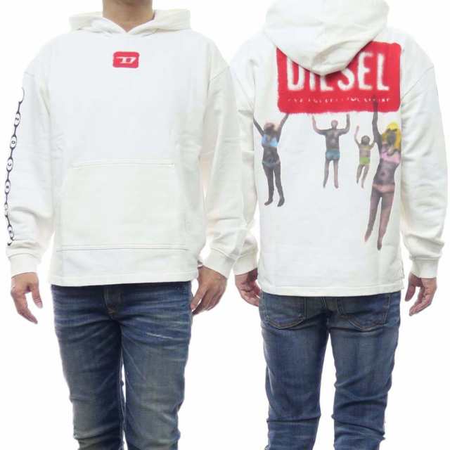 セール 45％OFF！DIESEL ディーゼル メンズ プルオーバー パーカー A12908 0AKAL / S-BAXFHOOD-N1 ホワイト