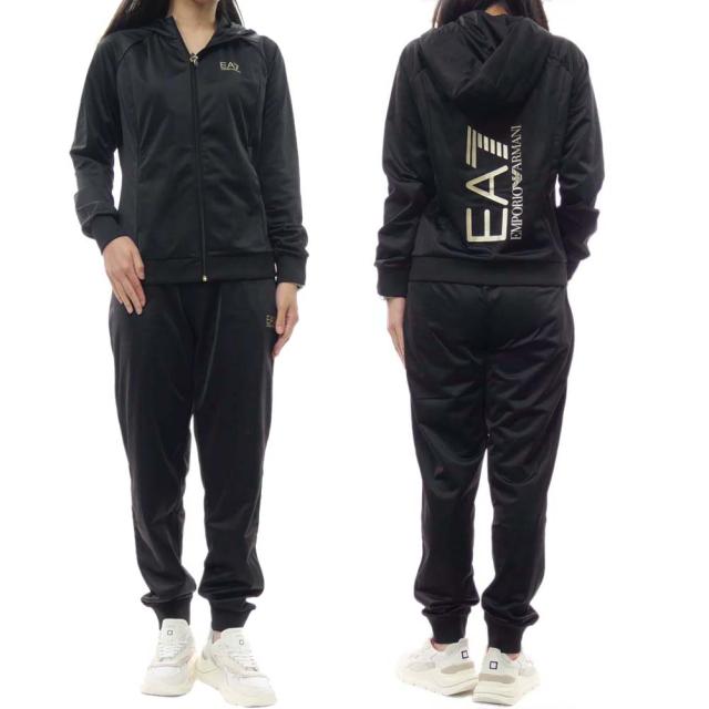 【セール 50％OFF！】EMPORIO ARMANI エンポリオアルマーニ EA7 レディースセットアップスウェット 3DTV52 TJ26Z ブラック×ゴールドの通販は
