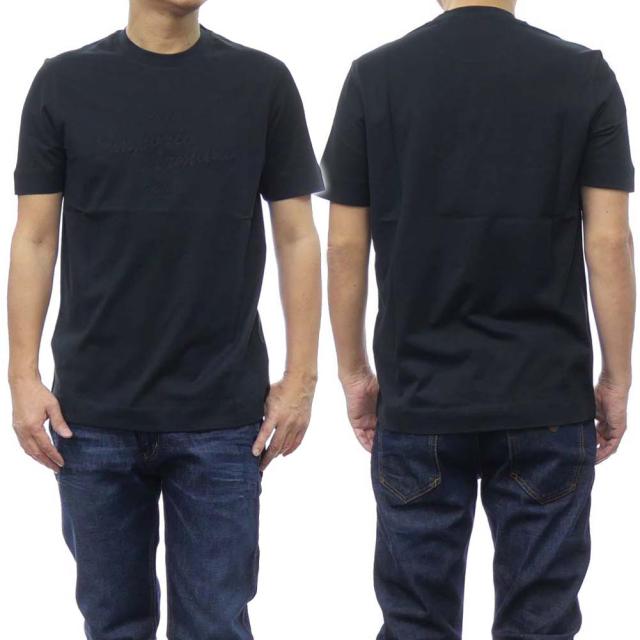 旧作お買い得セール！ EMPORIO ARMANI エンポリオアルマーニ Tシャツ メンズ 半袖 クルーネック コットン 綿100％ 3D1TH1 1JOCZ ブラック