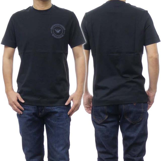旧作お買い得セール！ EMPORIO ARMANI エンポリオアルマーニ Tシャツ メンズ 半袖 クルーネック コットン 綿100％ 3D1TG8 1JOCZ ブラック