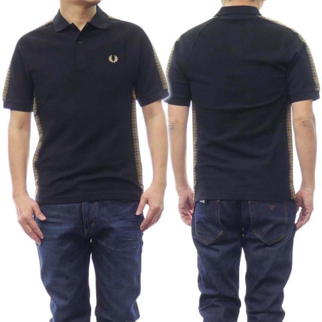 旧作お買い得セール！ FRED PERRY フレッドペリー ポロシャツ 半袖 メンズ 鹿の子 コットン 綿100％ M7728 / HONEY COMB TAPED POLO SHIRT ブラック