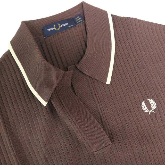 【希少】FRED PERRY 半袖　ニット　ポロシャツ チェック レデ FRED PERRY フレッドペリー ポロシャツ メンズ K5310 ツーカラー
