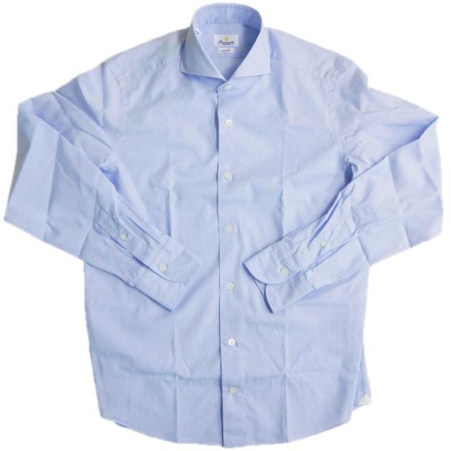 旧モデルセール！ GIANNETTO ジャンネット カッタウェイシャツ メンズ コットン 綿100％ AC123 / VINCI FIT WASH ブルー_1