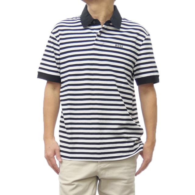 旧作お買い得セール！ HUGO BOSS ヒューゴボス ポロシャツ 半袖 メンズ 鹿の子 コットン 綿100％ 50513604 10259316 / PalesStripe ブラック×ホワイト
