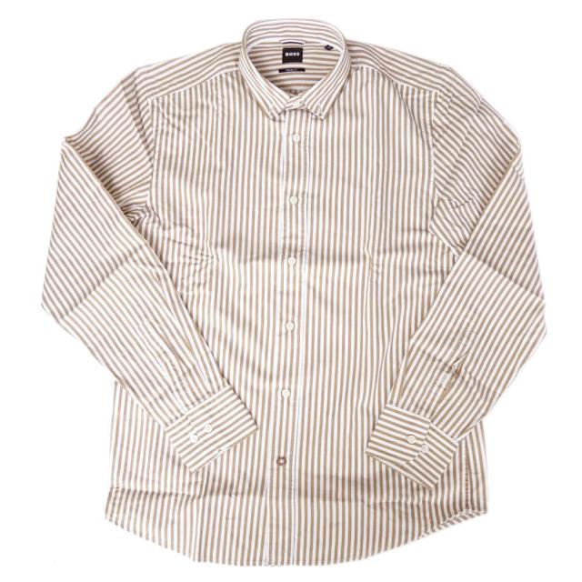 旧モデルセール！ HUGO BOSS ヒューゴボス カジュアルシャツ メンズ コットン 綿100％ 50508831 10256975/ C-HAL BD ブラウン×ホワイト_1