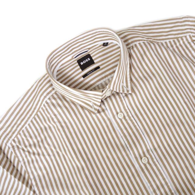 旧モデルセール！ HUGO BOSS ヒューゴボス カジュアルシャツ メンズ コットン 綿100％ 50508831 10256975/ C-HAL BD ブラウン×ホワイト_2