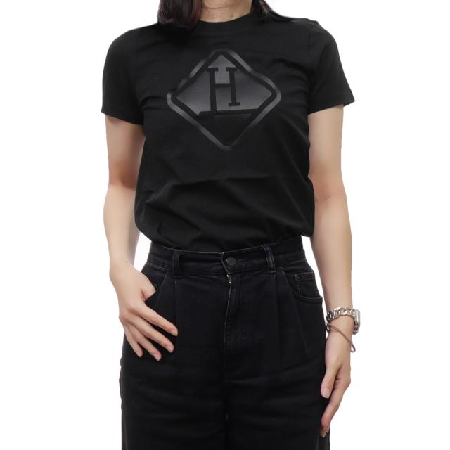 旧作お買い得セール！ HERNO ヘルノ Tシャツ レディース 半袖 クルーネック コットン 綿100％ JG000231D 52066 ブラック