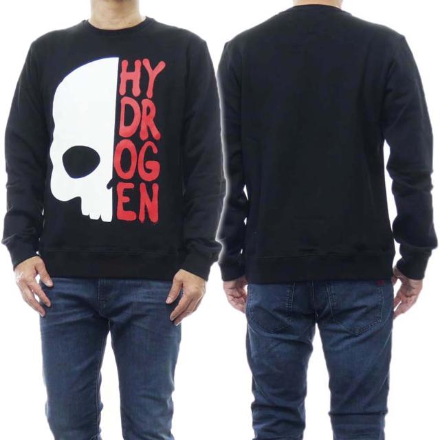 旧作お買い得セール！ HYDROGEN ハイドロゲン トレーナー メンズ MW0006 / HALF SKULL CREWNECK SWEATSHIRT ブラック