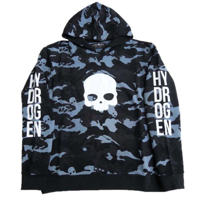 旧モデルセール！ HYDROGEN ハイドロゲン パーカー メンズ プルオーバー MH0005 / CAMO SKULL HOODIE ブルー系カモフラージュ柄_1