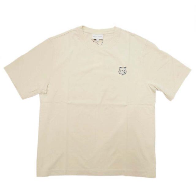 旧モデルセール！ MAISON KITSUNE メゾンキツネ Tシャツ メンズ 半袖 トップス クルーネック コットン 綿100％ LM00107KJ0119 / BOLD FOX HEAD PATCH OVERSIZE TEE-SHIRT ベージュ_1