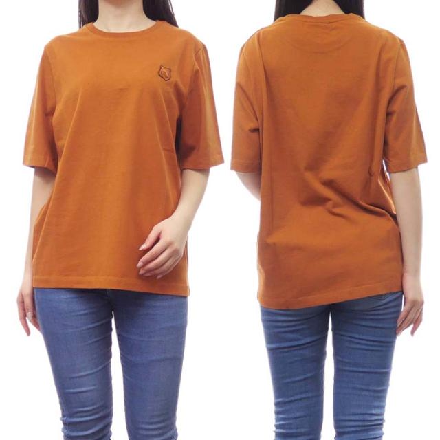 旧作お買い得セール！ MAISON KITSUNE メゾンキツネ Tシャツ レディース 半袖 クルーネック コットン 綿100％ MW00127KJ0119 / BOLD FOX HEAD PATCH COMFORT TEE-SHIRT ブラウン