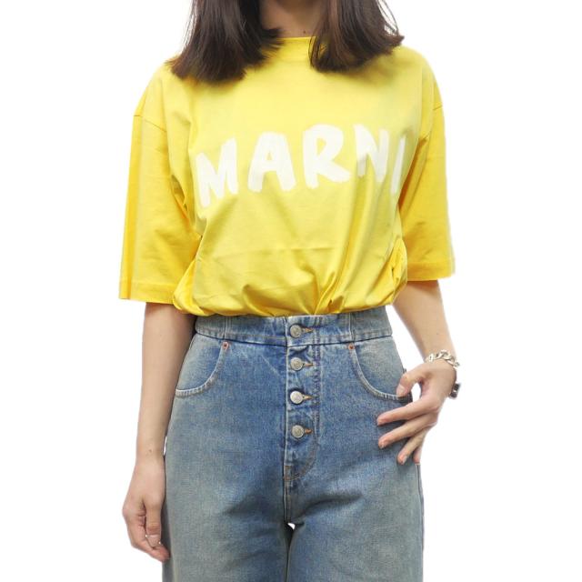 旧作お買い得セール！ MARNI マルニ Tシャツ レディース 半袖 クルーネック コットン 綿100％ THJET49EPH USCS11 イエロー