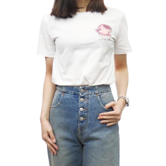 旧作お買い得セール！ MARNI マルニ Tシャツ レディース 半袖 クルーネック コットン 綿100％ THJE0293PX UTC017 ホワイト