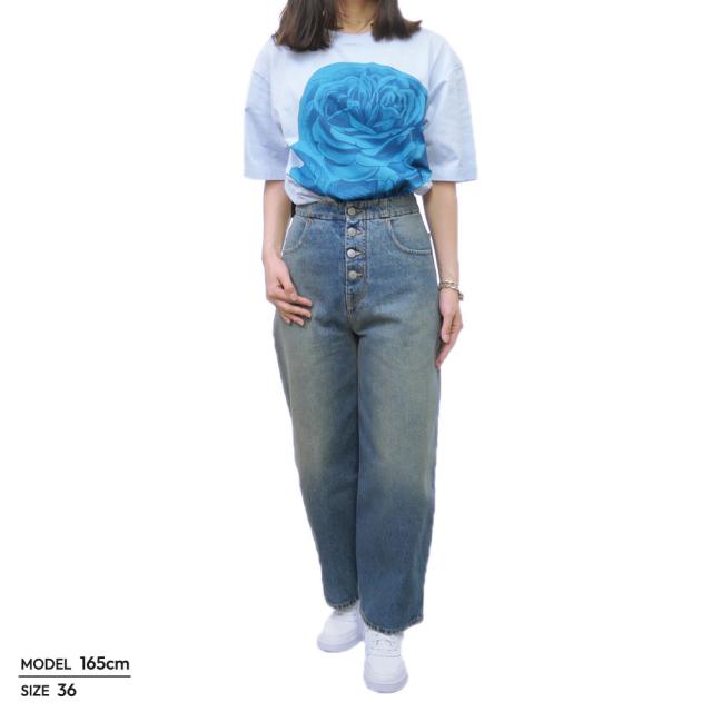旧モデルセール！ MARNI マルニ Tシャツ レディース トップス 半袖 クルーネック コットン 綿100％ THJET49P05 USCW68 ライトブルー_1