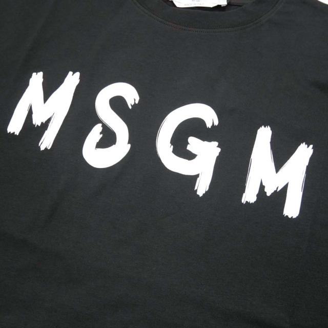 旧モデルセール！ MSGM エムエスジーエム Tシャツ レディース トップス 半袖 クルーネック コットン 綿100％ 3641MDM137 247002 ブラック_3