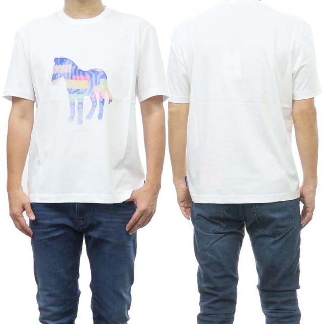 旧作お買い得セール！ PS PAUL SMITH ポールスミス Tシャツ メンズ 半袖 クルーネック コットン 綿100％ M2R 731Y MP4540 ホワイト