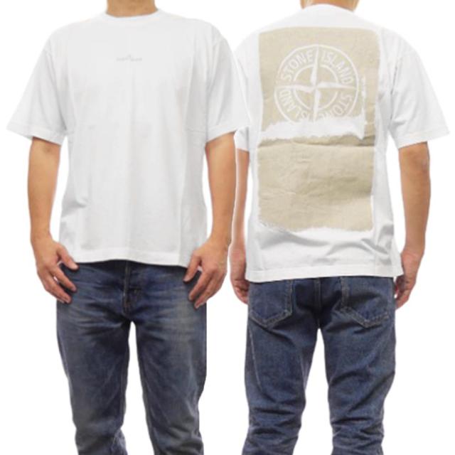 セール 50％OFF！STONE ISLAND ストーンアイランド Tシャツ メンズ 半袖 クルーネック 80152 ホワイト