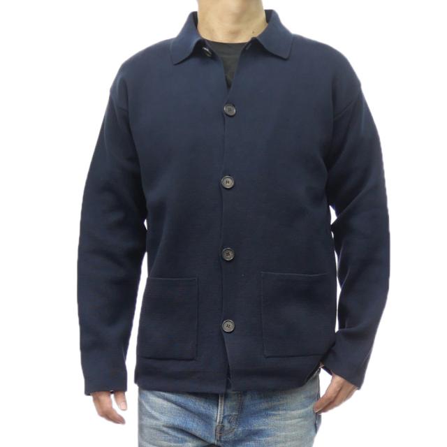 旧作お買い得セール！ SCAGLIONE スカリオーネ カーディガン メンズ コットン 綿100％ Vネックニットカーディガン UMC043 ネイビー