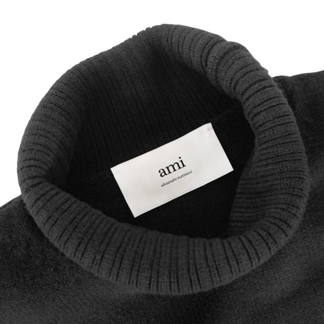 セールAW AMI PARIS アミパリス セーター メンズ ファネルネック ニット UKS839.018 ブラック_5