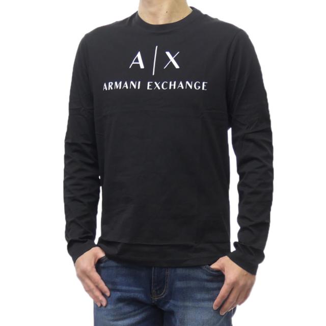 ARMANI EXCHANGE A/X アルマーニエクスチェンジ Tシャツ メンズ 長袖 クルーネック コットン 綿100％ ロンT 8NZTCH Z8H4Z ブラック 定番人気商品