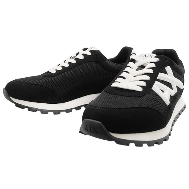 2025 秋冬新作！ ARMANI EXCHANGE A/X アルマーニエクスチェンジ メンズ スニーカー 靴 シューズ ローカット XM001960 AF19388 ブラック×ホワイト