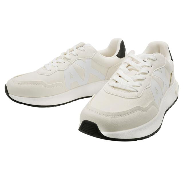 2025 秋冬新作！ ARMANI EXCHANGE A/X アルマーニエクスチェンジ メンズ スニーカー 靴 シューズ ローカット XM001683 AF17360 オフホワイト×ブラック