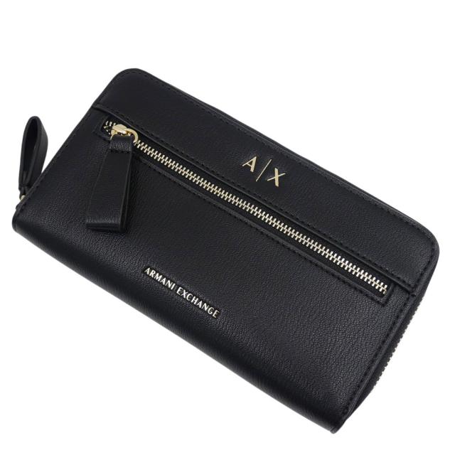 2025 秋冬新作！ ARMANI EXCHANGE A/X アルマーニエクスチェンジ 財布 レディース ラウンドファスナー 長財布（小銭入れ付き） XW002124 AF17117 ブラック
