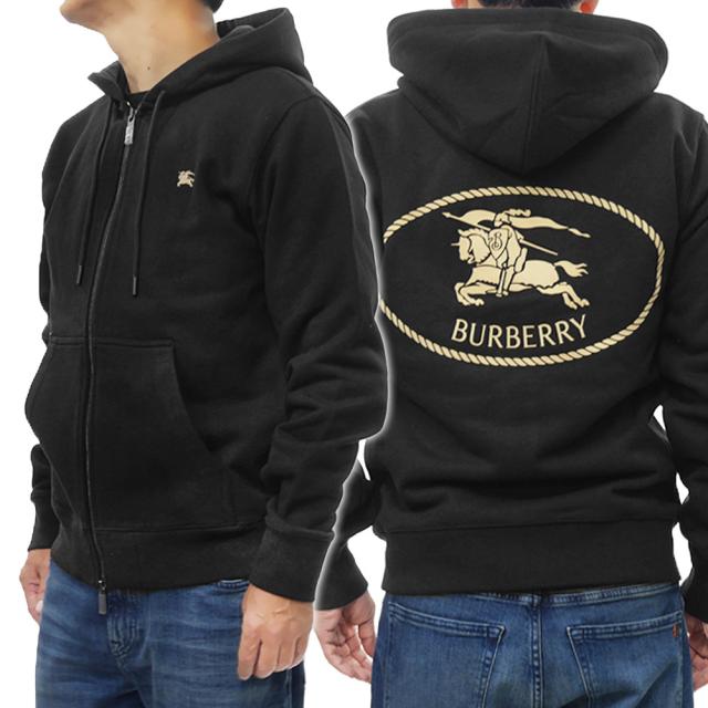 2025 秋冬新作！ BURBERRY バーバリー パーカー メンズ ジップアップ コットン 綿100％ 81128081 / SCOTT KS ブラック