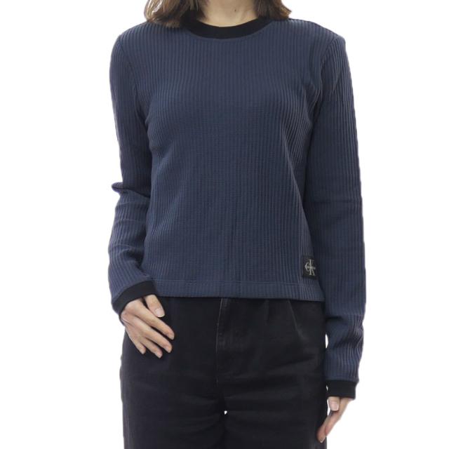   JEANS カルバンクラインジーンズ レディースロングTシャツ 47D225G ネイビー 2025秋冬新作