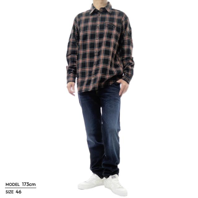 2025 秋冬新作！ DIESEL ディーゼル カジュアルシャツ メンズ コットン 綿100％ A19445 0AJFI / S-SIMPLY-AJFI ブラック系マルチカラー 秋新作 DIESEL ディーゼル カジュアルシャツ メンズ コットン 綿100