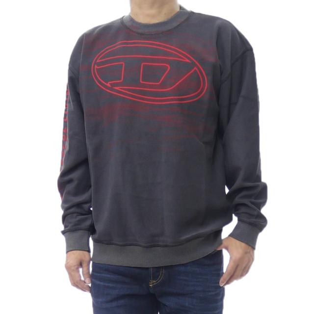 2025 秋冬新作！ DIESEL ディーゼル トレーナー メンズ コットン 綿100％ A18654 0AGCB / S-BOXT-T1 チャコール