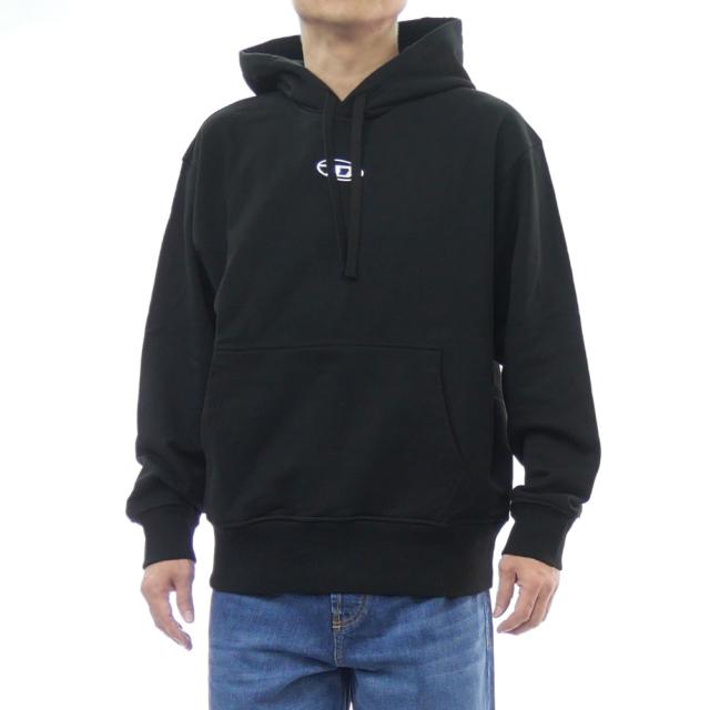 2025 秋冬新作！ DIESEL ディーゼル パーカー メンズ コットン 綿100％ スウェット A09856 0BMBJ / S-MACS-HOOD-OD ブラック