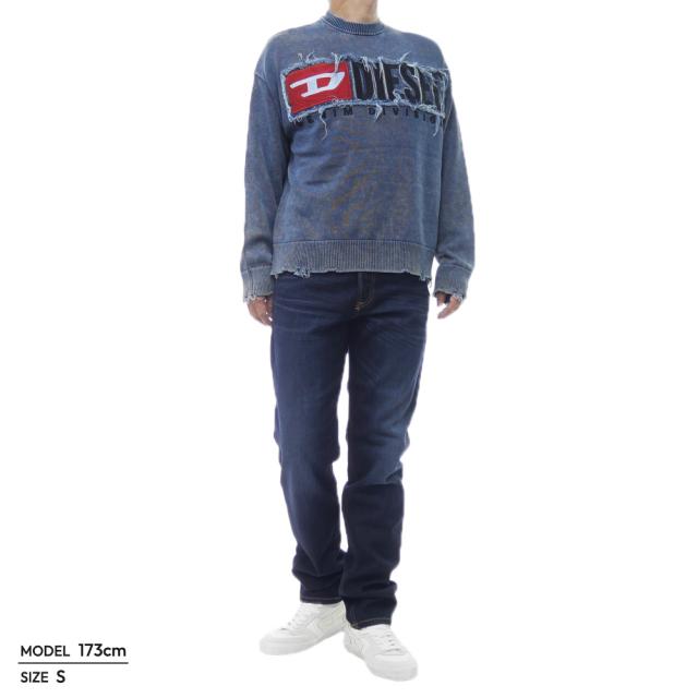 セールAW DIESEL ディーゼル セーター メンズ クルーネックニット コットン 綿100％ A18915 0KICC / K-FRONZI インディゴブルー_1