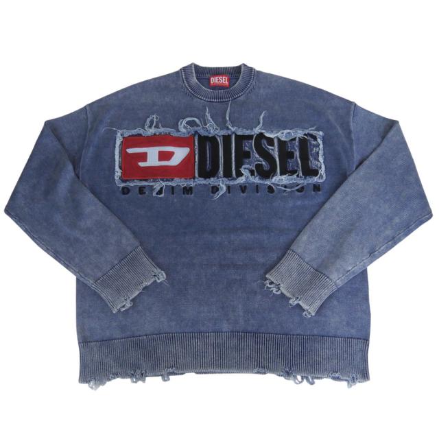 セールAW DIESEL ディーゼル セーター メンズ クルーネックニット コットン 綿100％ A18915 0KICC / K-FRONZI インディゴブルー_4